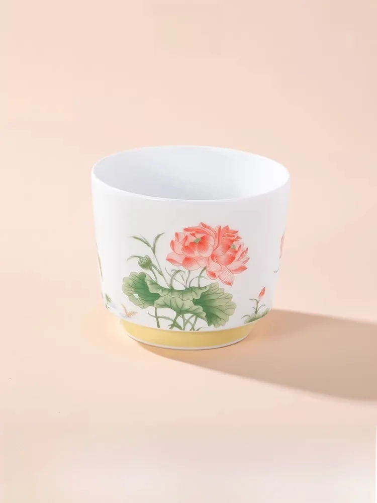 

Фарфоровая кружка Deep Foot Cerc из Цзиндэчжэня, глазурованная, серия «Сбор лотосов», памятный подарок, ручная работа, китайская кружка-бутылка для воды