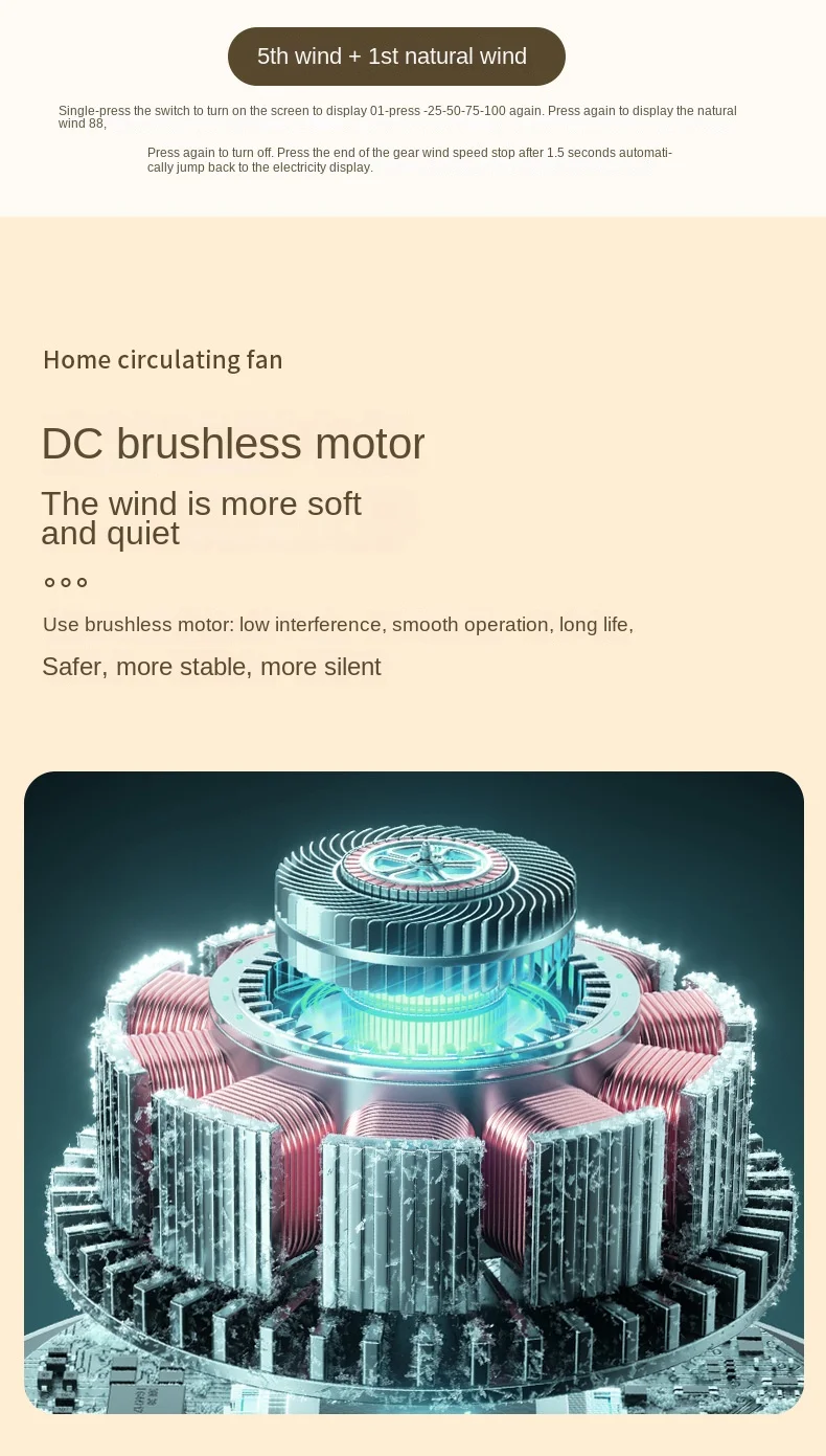 Ultra Thin Mini Fan USB Rechargeable Card Fan LCD Digital Display 6-speed Adjustment Hanging Stand Dual Use Desktop Fan
