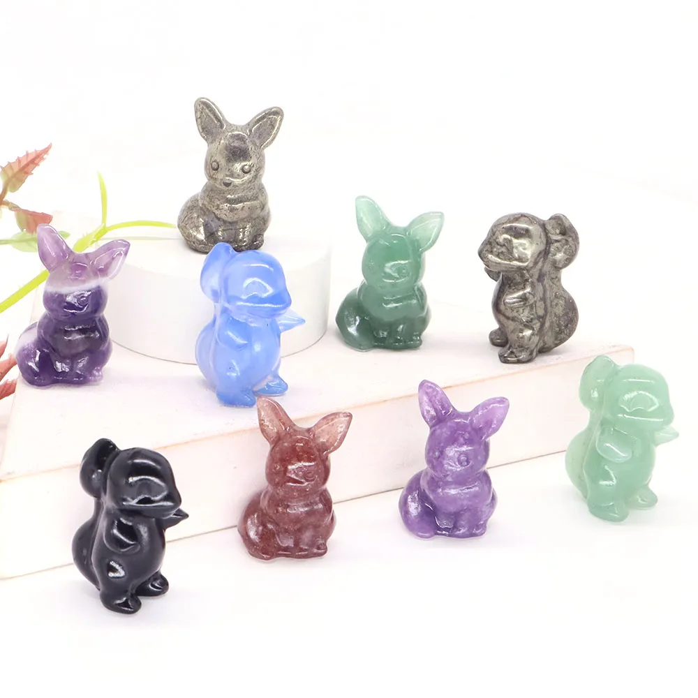 

1.2" Cartoon Fantastic Baby Animal Crystal Healing Reiki Stone Carving Dragon Yi Bu Figurine Home Decor Ornaments Children Gifts