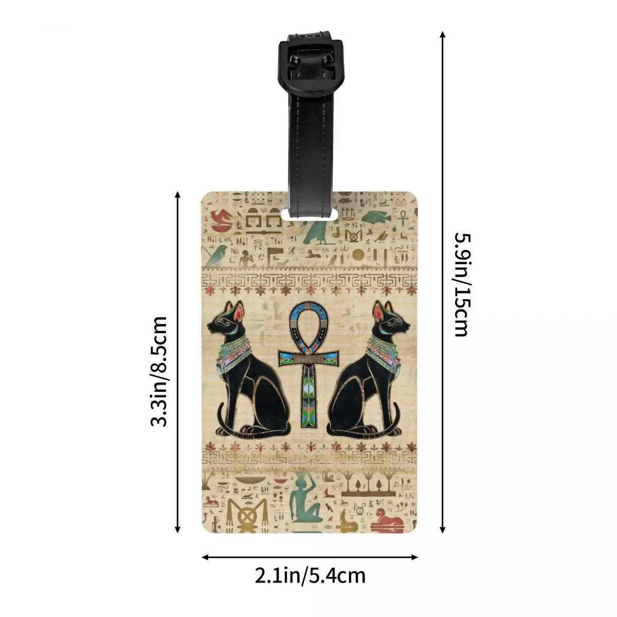 Étiquette de bagage personnalisée avec chats éma ens et croix Ankh, étiquettes de bagage, couverture de confidentialité, étiquette d'identification, prairie, Égypte