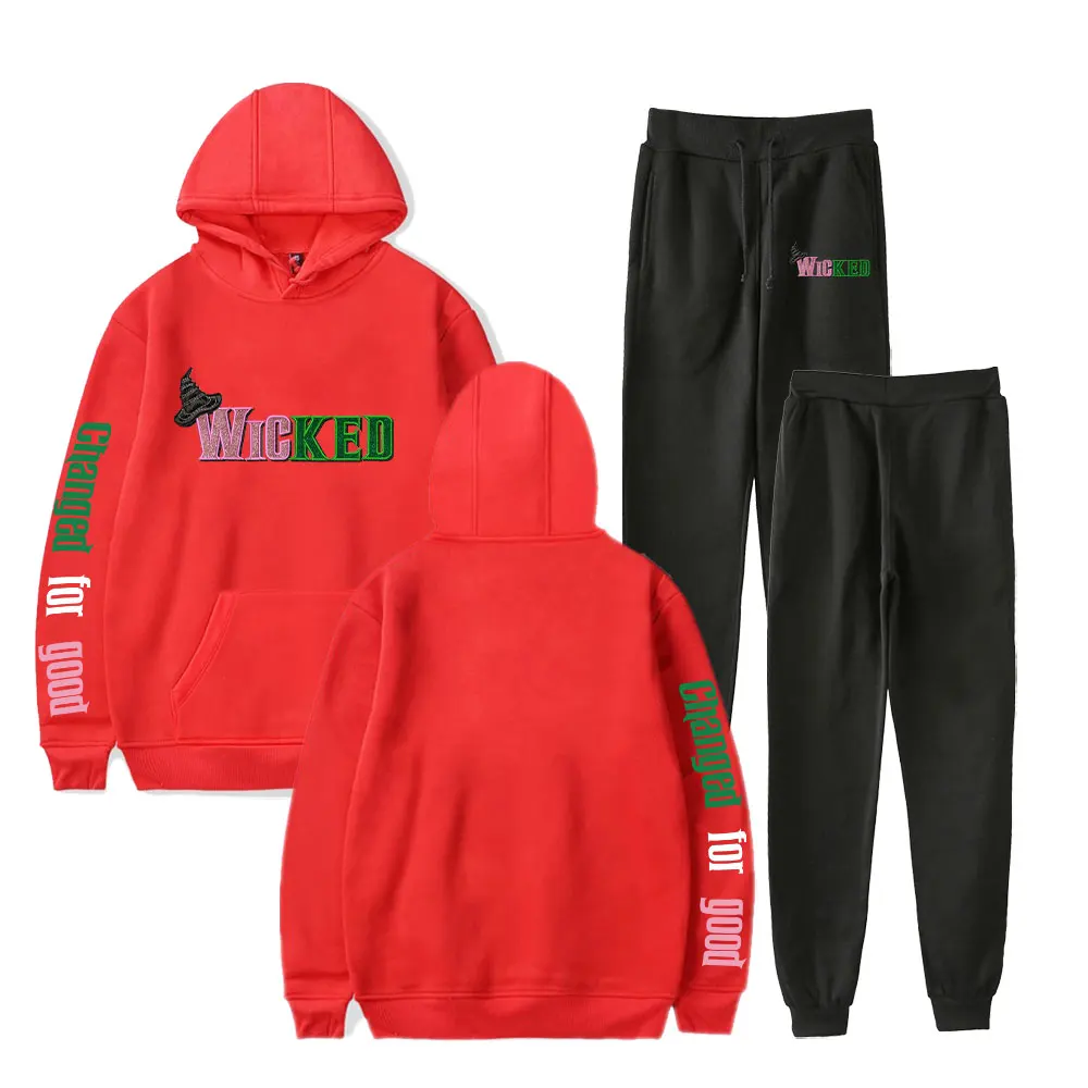 Wicked   hooded suits  Changed For Good hooded  Wicked logo hooded Jogger Pants Sweatshirts+Sweatpants Women Men's Set