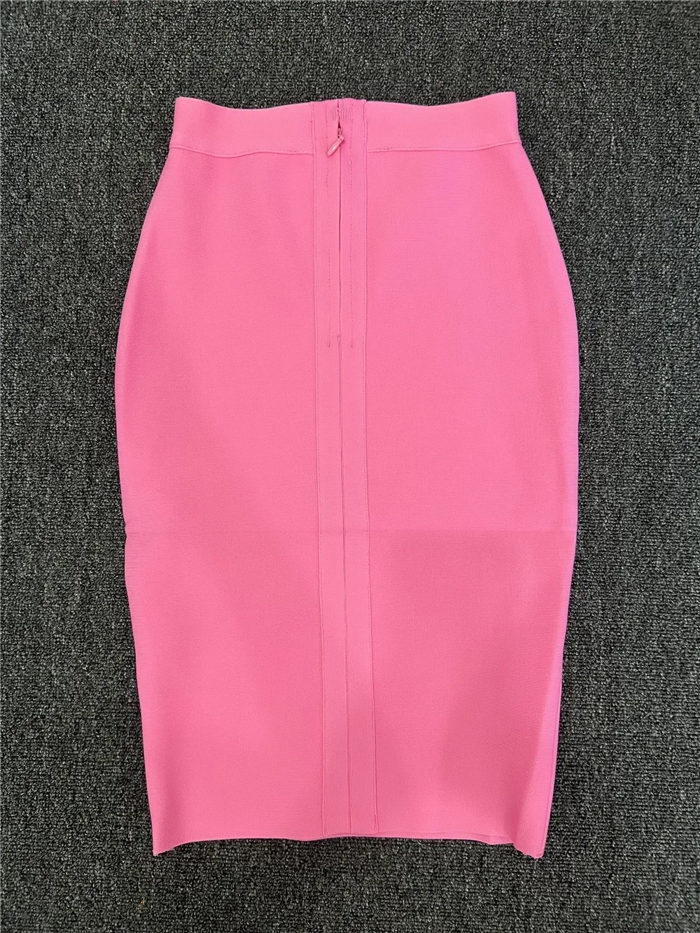 2024 Women 60CM Knee Length Stretch Bandage Skirts Candy Color Bodycon Pencil Skirt Ladies Elegant Office Business Formal XL XXL