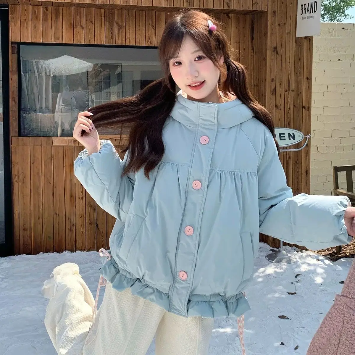 

Японский студенческий пуховик, новый стиль, женское зимнее универсальное утягивающее пальто в корейском стиле и куртка на хлопковой подкладке