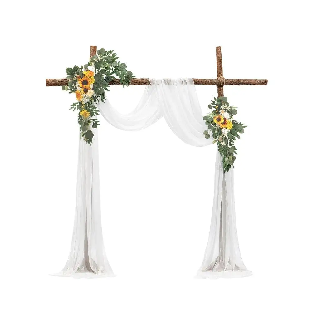 

Artificial Floral for wedding Arch Decoration Set with 21Ft Sunflower Draping Fabric for Ceremony and Reception Backdrop