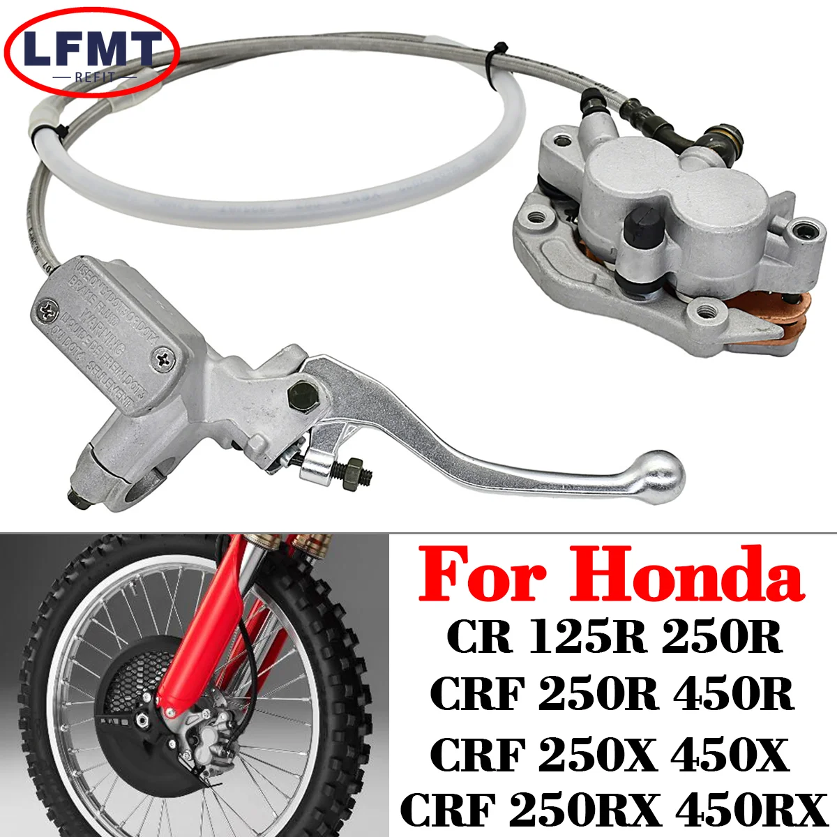 Front Master Cylinder Lever & Brake Caliper Pads For Honda XR250R XR400R XR600R CR125R CR250R CRF150F CRF230F CRF 250X 450R 400X