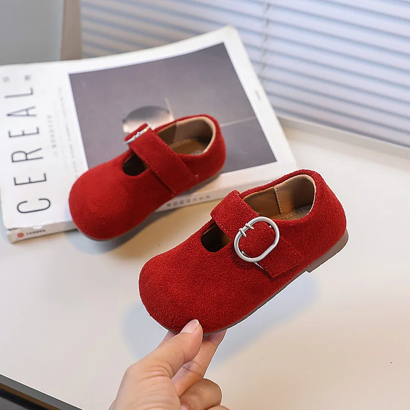 

Spring Autumn Children Mary Jane Shoes Retro Shallow Girls Leather Shoes School Non-slip Kids Simple Princess Fashion Flat Shoes