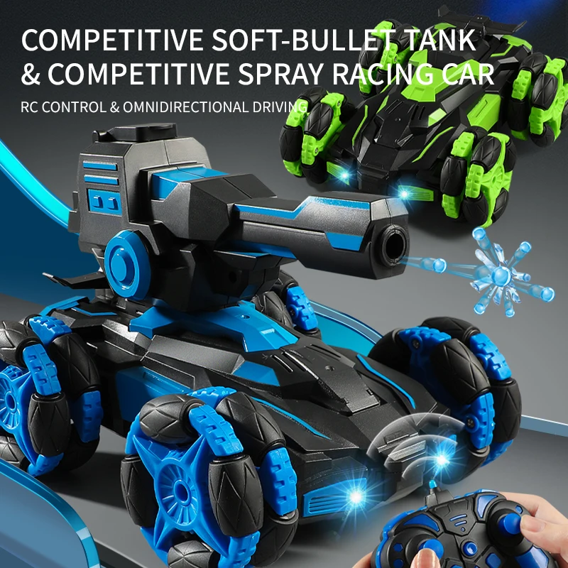 JJRC Q159 Spray RC Tank Car 2.4GHz Remote Control Water Boom Armored Stunt Tank Toy w/ Water Spraying & 360 Rotating Vehicle RTR