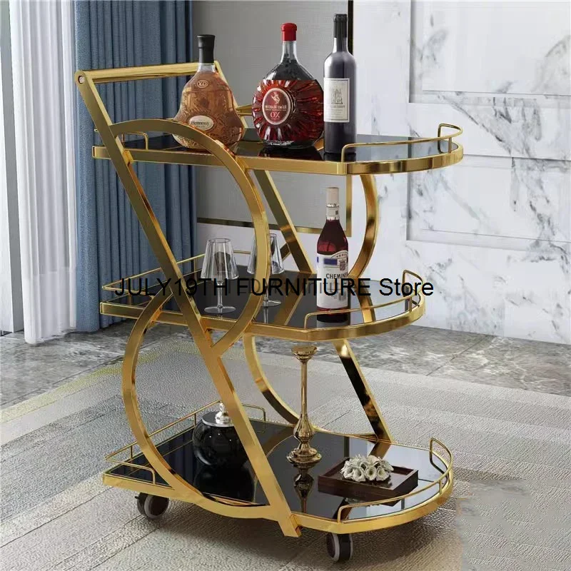 Utility Cart Trolley Kitchen Island Bar Tables Organizer Rolling Trolley Wine Rack Serving Shelf Archivadores Hotel Furiture