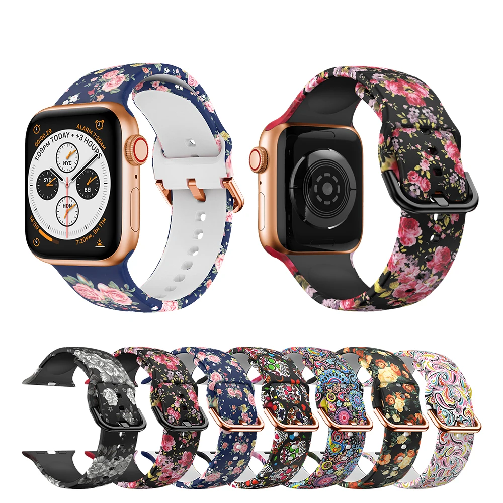 

Printed Straps Compatible with Apple Watch Band 40mm 42mm 49mm Women，Soft Silicone Strap for iWatch Bands Series Ultra Ultra 2