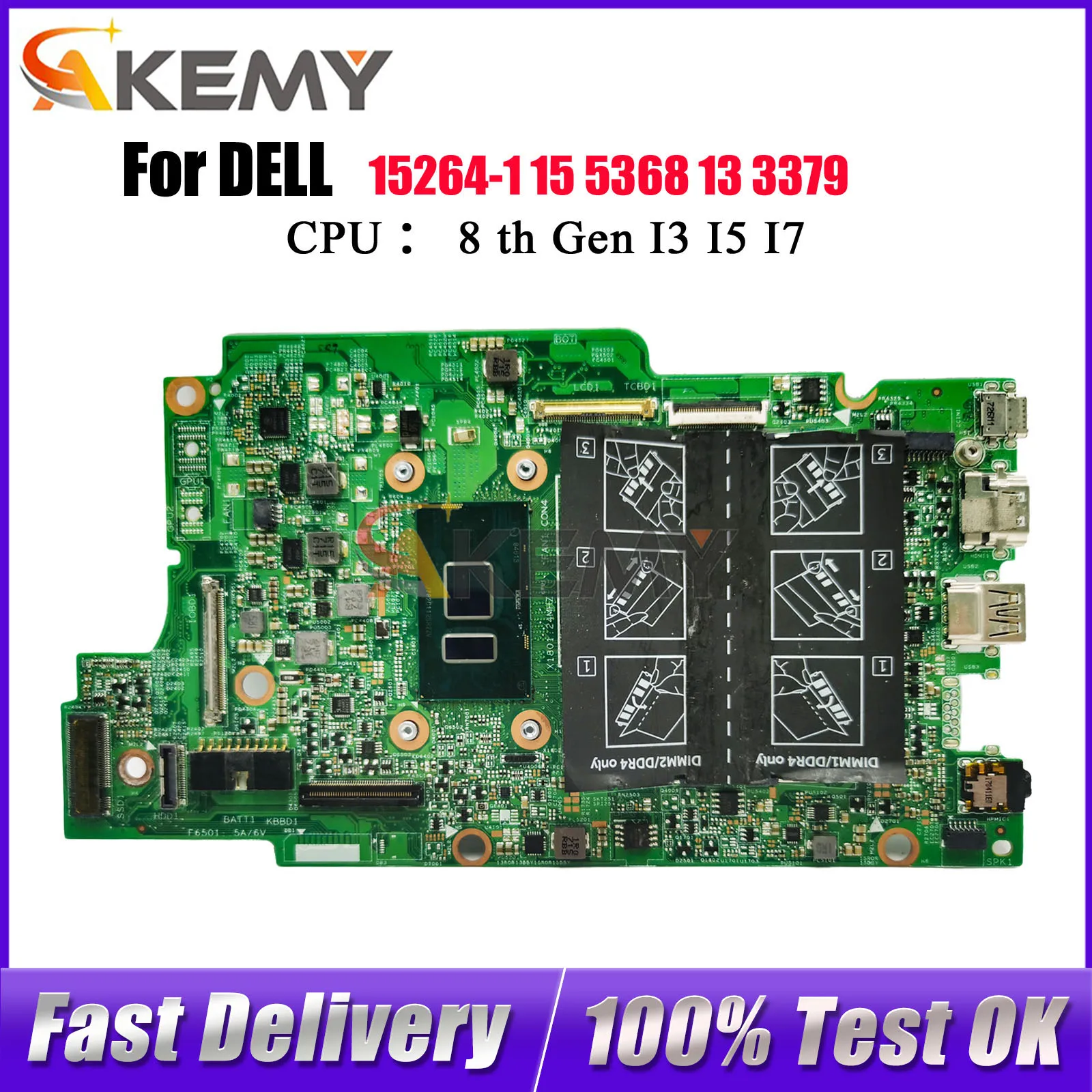 

For DELL Inspiron 7368 7378 7569 7579 Notebook Motherboard 15264-1 CN-0XDV20 XDV20 0809FW 00M56T 100% Fully Tested