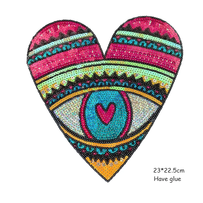 Embroidered Heart Patch with Sequin, Embroidery Patch, Iron on Patches, Wholesale