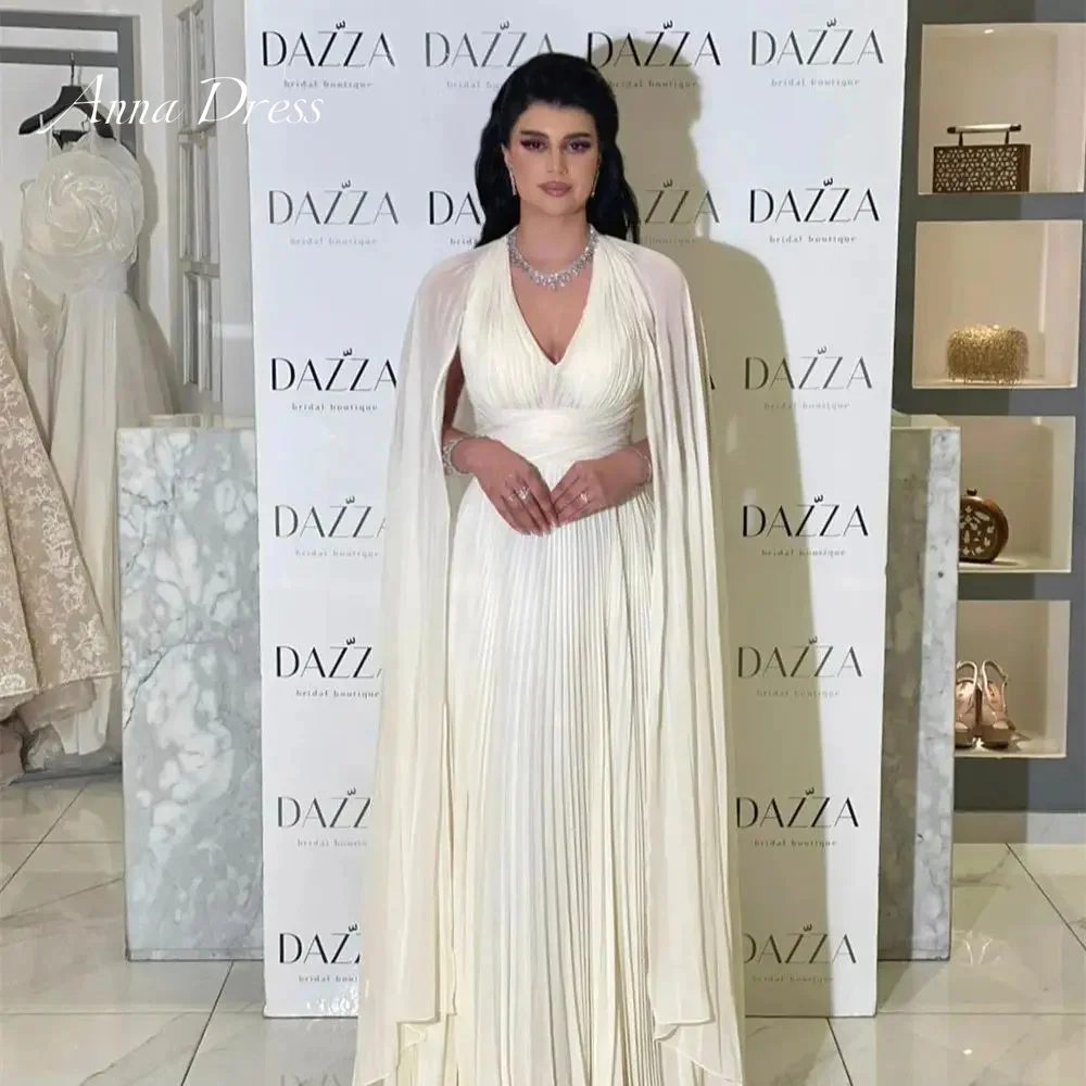 

Anna Chiffon Floria Dress Store Shawl Evening Dresses Woman Elegant Party Dresses for Women 2024 V-neck Ivory White Long Skirt