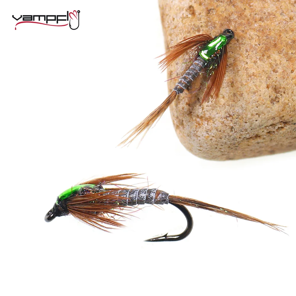 

Vampfly 6pcs Flashback Pheasant Tail Nymph Fly Steelhead Trout Fly Grayling Fishing Lure Baits Carbon Steel Barbed Hook 14# 16#