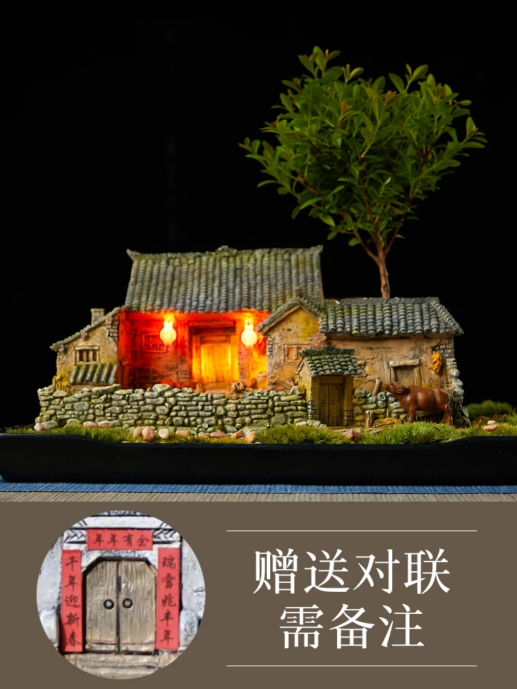 Chinese Ancient Architecture Decoration Ancient Style Small House Living Room Home Decoration Zen Space Tea Table Decoration