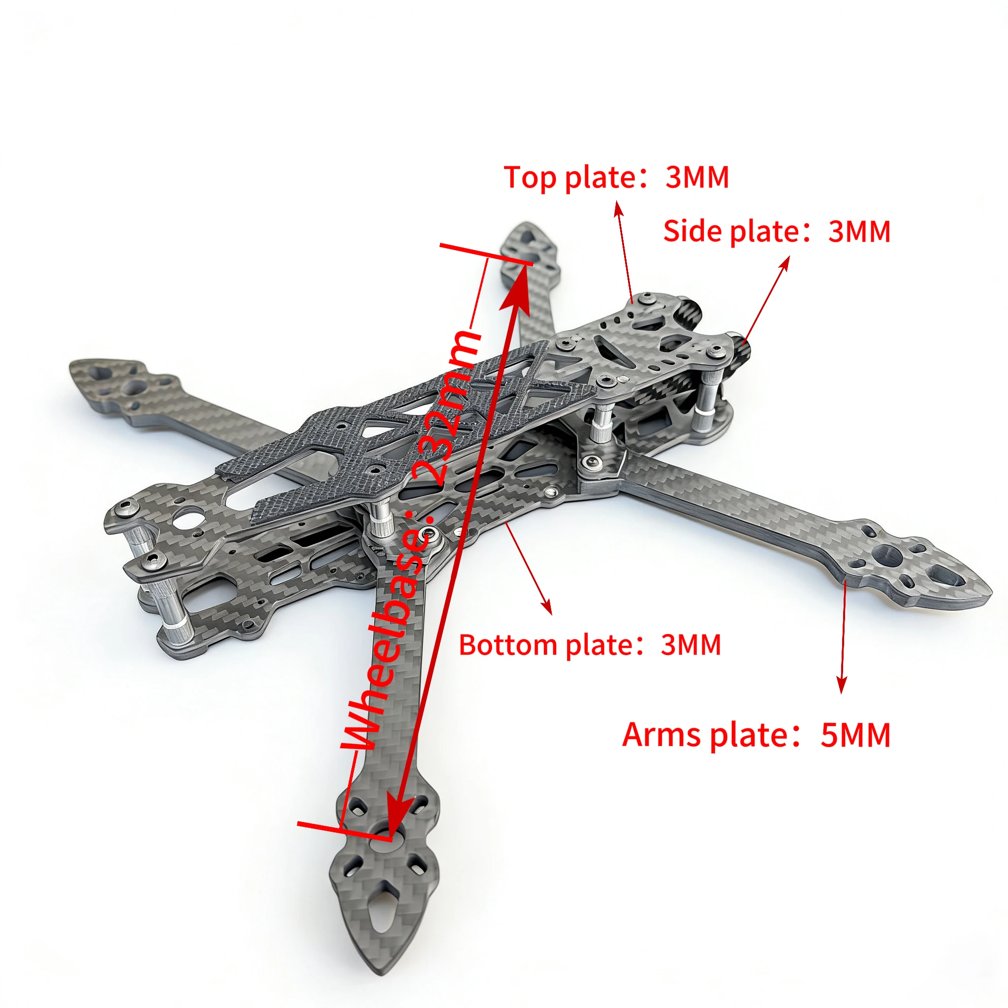 إطار من ألياف الكربون Mark4 مقاس 5 بوصات FPV، قاعدة عجلات 217 مم، أذرع 5 مم، إطار حر طويل المدى، مناسب لسباق RC كوادكوبتر dr #3