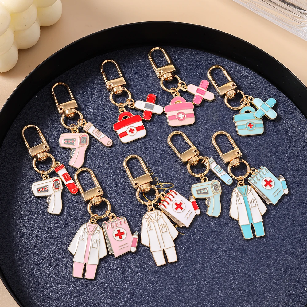 Aihua Cartoon Infusionspumpe Thermometer Chirurgische Maske Schlüsselanhänger Medizinische Werkzeuge Anhänger Für Frauen Männer Krankenschwester Arzt Geschenke – Detail 1