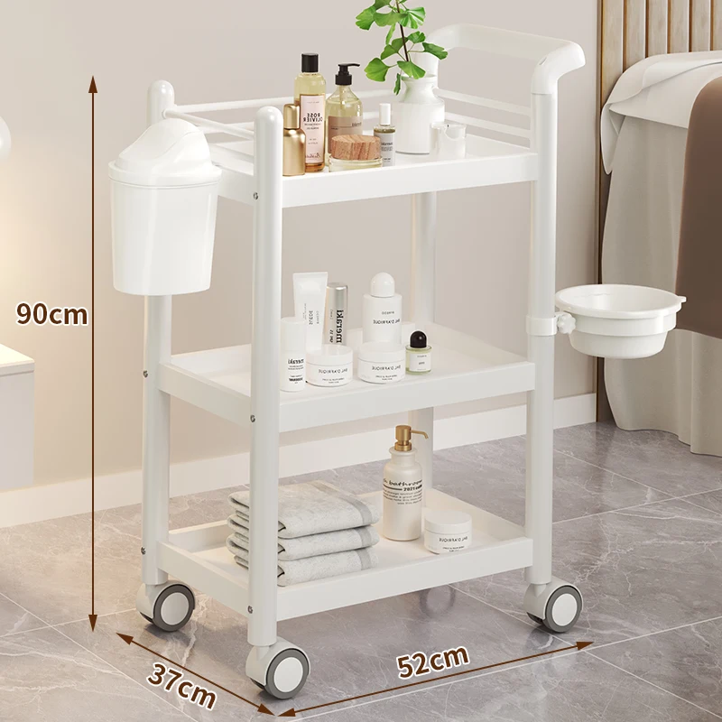 Professional Beauty Salon Furniture Aesthetic Roulette Storage Trolley Manicure Auxiliary Cart Iron Cosmetic Helper Wheels Tray