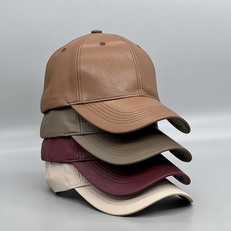 Korean Style Simple PU Baseball Cap Multiple Colors Sunshade Sports Cap Retro Casual Cap Stylish Men Women Sun Hat Outing Outfit