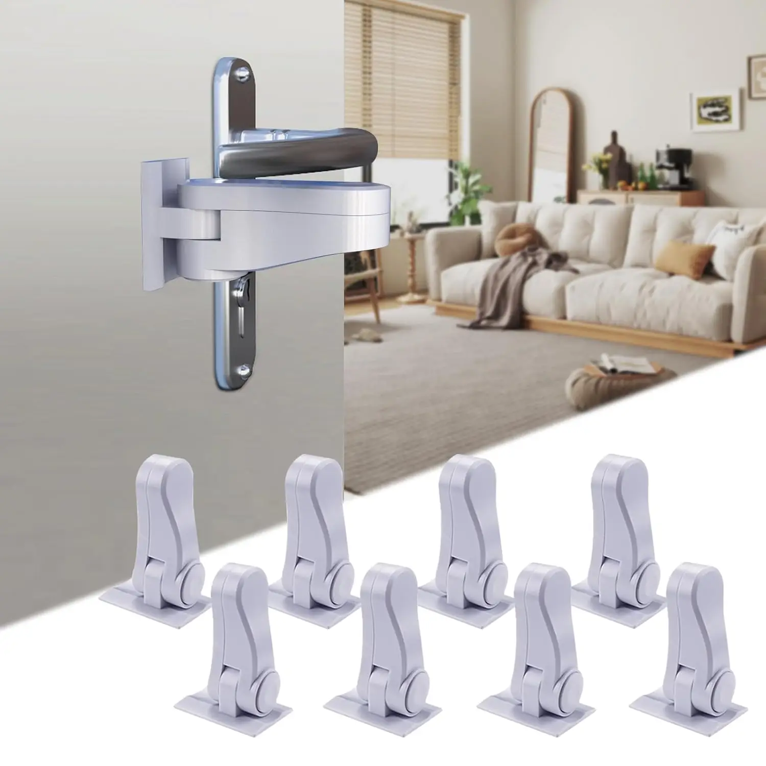 Child Proof Door Lever Locks Baby Safety Handle Locks Deter Pet Opening No Drilling Required Easy Install for Home Security