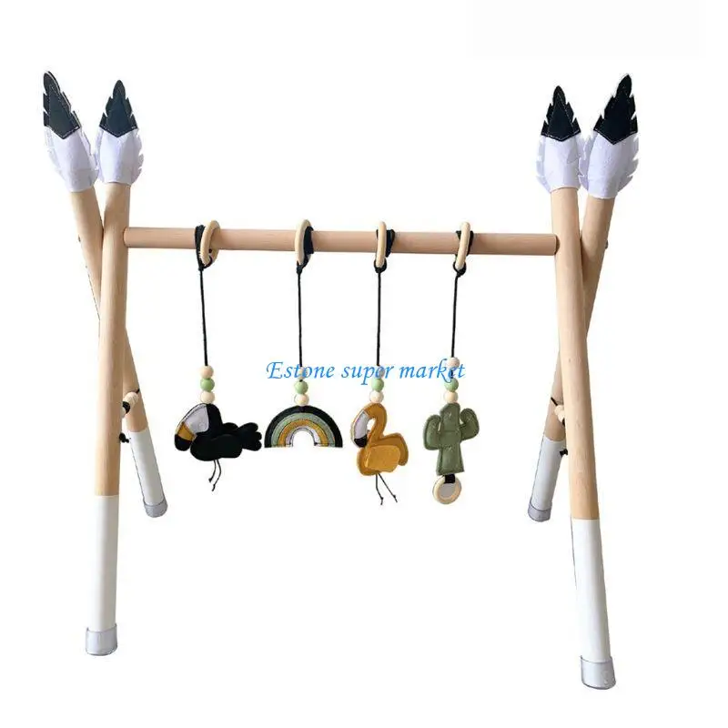 090B متعة البطن للوقت التسنين لعبة إطار خشبي التمريض الصالة الرياضية رف هدية عيد ميلاد الطفل T #4