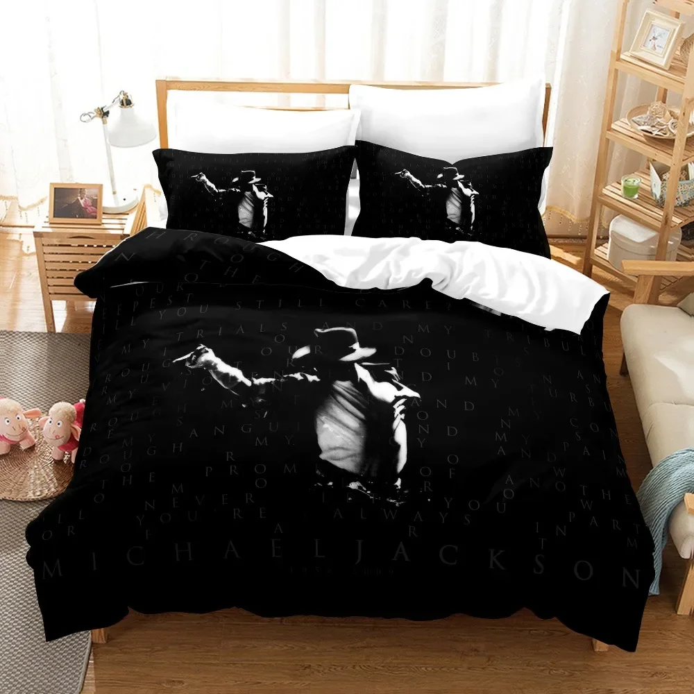 3D-gedrucktes Michael Jackson Bettwäsche-Set, Bettbezüge, Kissenbezüge, Tröster, Bettwäsche-Set, Bettwäsche, Textil, Zuhause, Königin, König, Einzelbett – Detail 2
