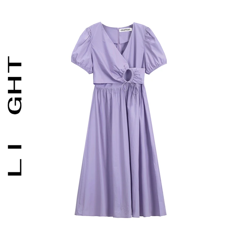 

Летняя женская юбка миди А-силуэта Dr Puffy Sve с V-образным вырезом, поясом на талии, модная, элегантная, однотонная, для повседневной носки