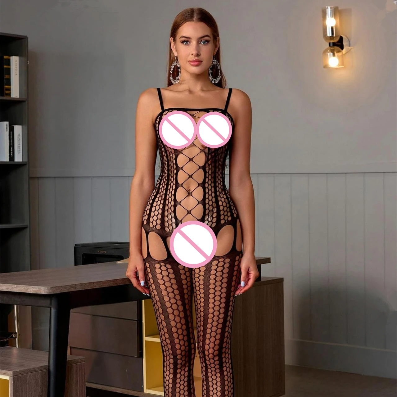 Sıcak pijama kadın seksi iç çamaşırı Porno Babydoll BODYSUIT örgü vücut çorabı Catsuit düğün gecesi Teddies Trajes kalça şal