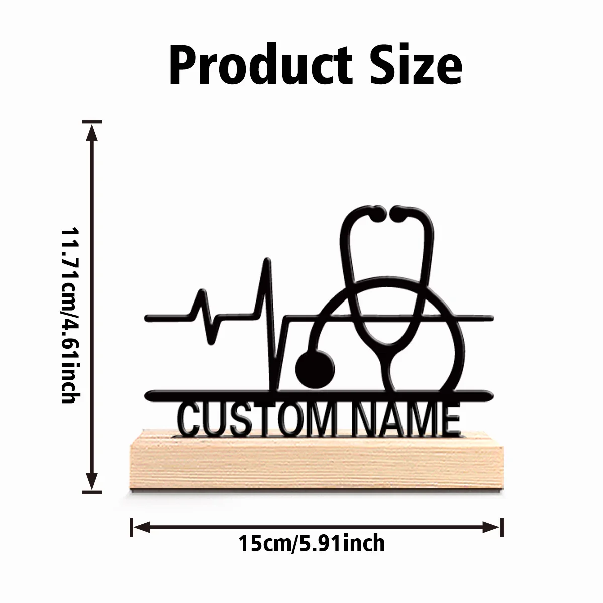 1pc Weird Personalized Custom Medical Metal Statues Wooden Base Wall Decor for Living Room, Office, Modern Industrial Home Style
