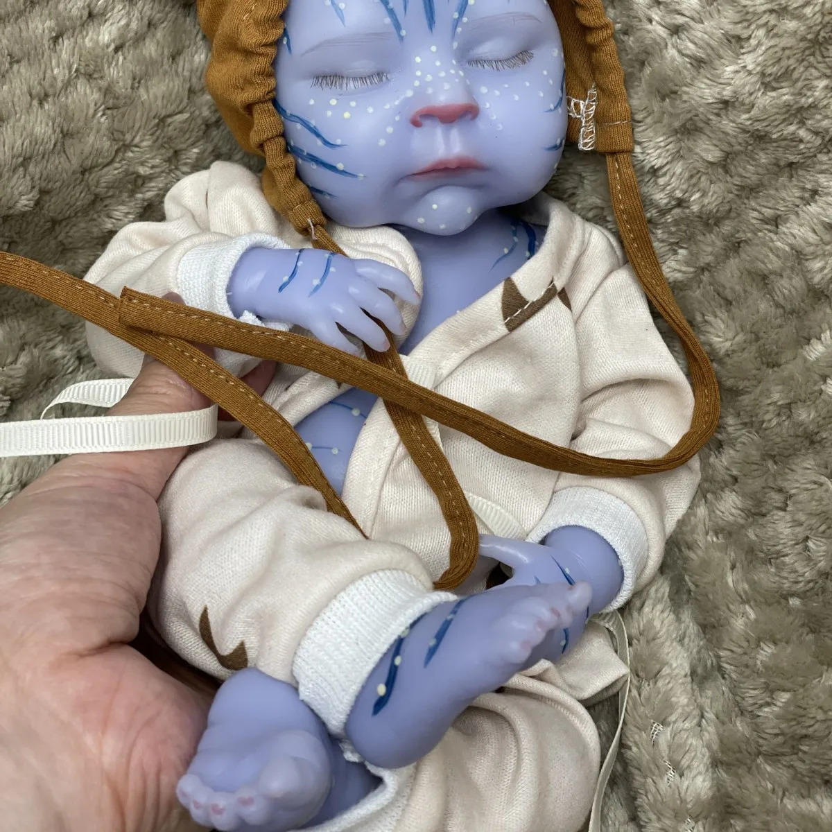 13 Inch Glow in the Dark Reborn Bebe Doll, Full Body Soft Silicone, Hand Painted Luminous Paintings, Sleeping Newborn Alien Doll