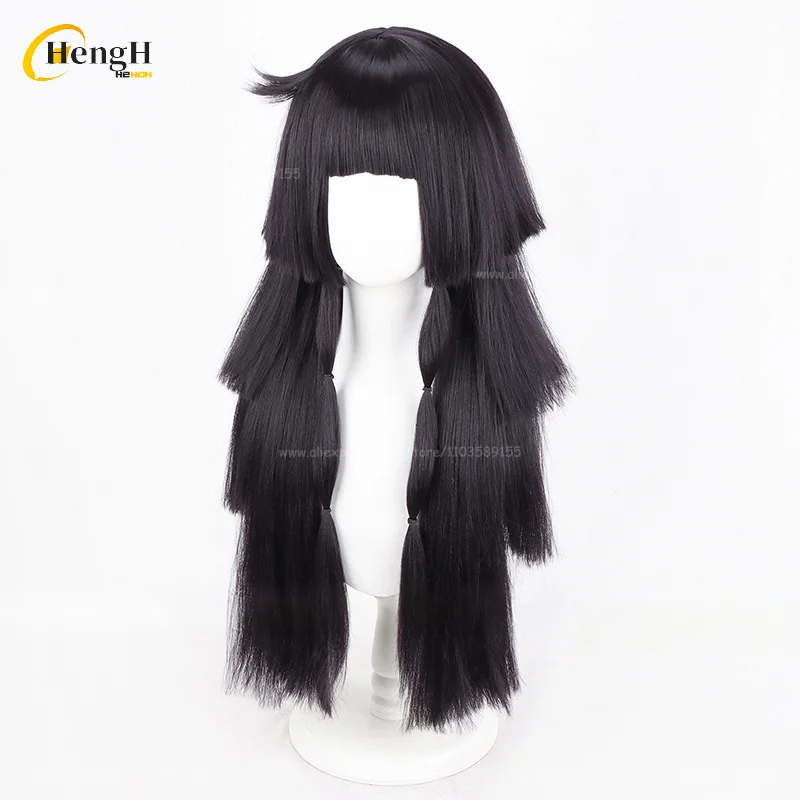 Anime Alluka Zoldyck cheveux synthétiques longs 80 cm noir violet perruque et couvre-chef Aruka Zorudikku cheveux résistants à la chaleur Halloween perruques