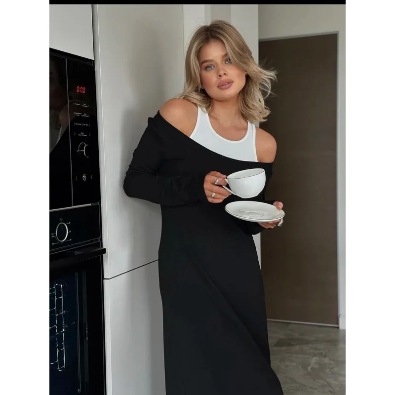 Soft Modal T Shirt Dresses Women Summer Harajuku High Waist A Line Midi Dress Female Sleeve Tee Casual Clothes