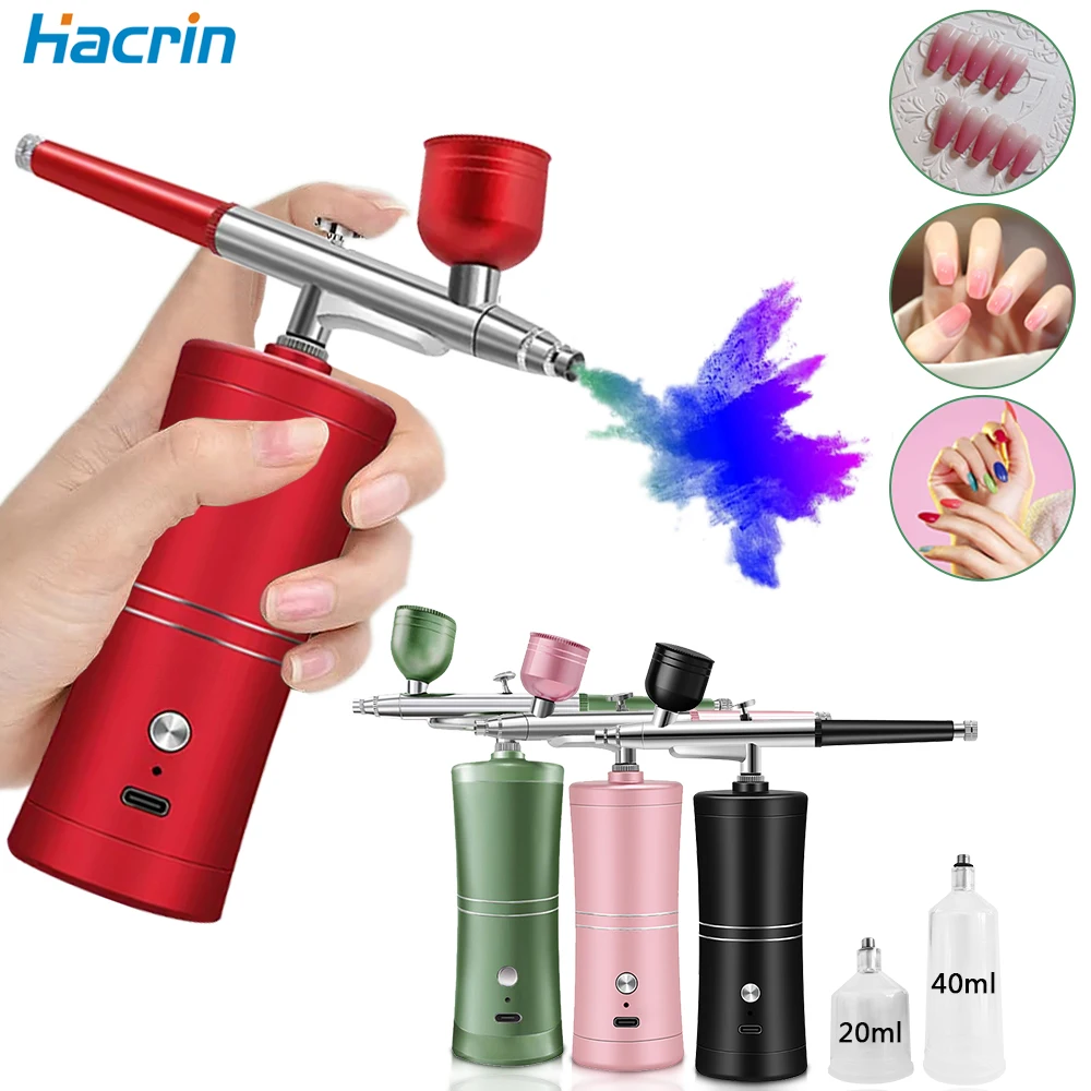 Airbrush Nail Mini Portable Air Brush With Compressor Kit for Nails Art Craft Pastry Cake Paint Model Nano Sprayer Gun 350Kpa K5