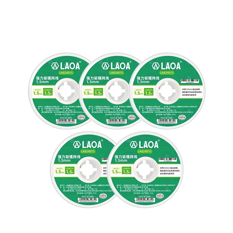 LAOA Zuiver Koper Krachtige Soldeer Zuigdraad Soldeer Patch Verwijderen en Reinigen Tool 1.5M Printplaat Soldeer Zuigdraad
