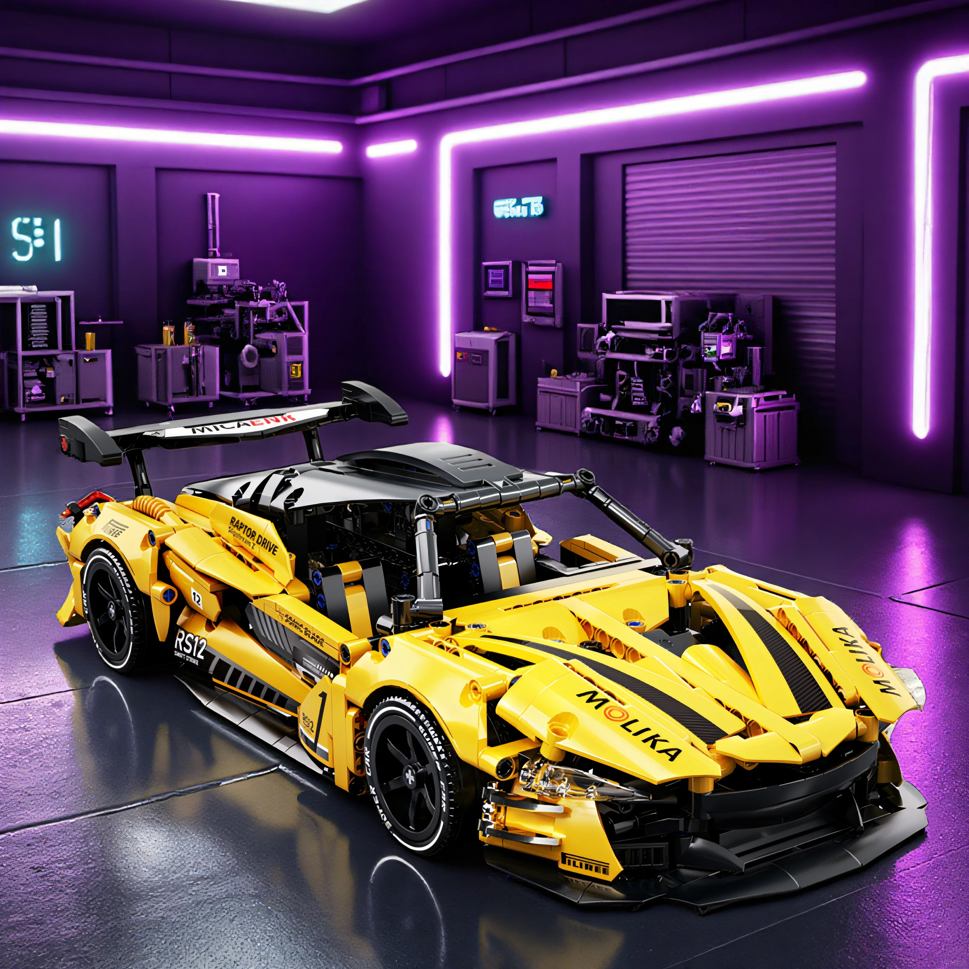 

1:14 технический город оранжевый супер спортивный автомобиль модель строительные блоки детские развивающие игрушки подарок на день рождения для мальчиков и девочекD