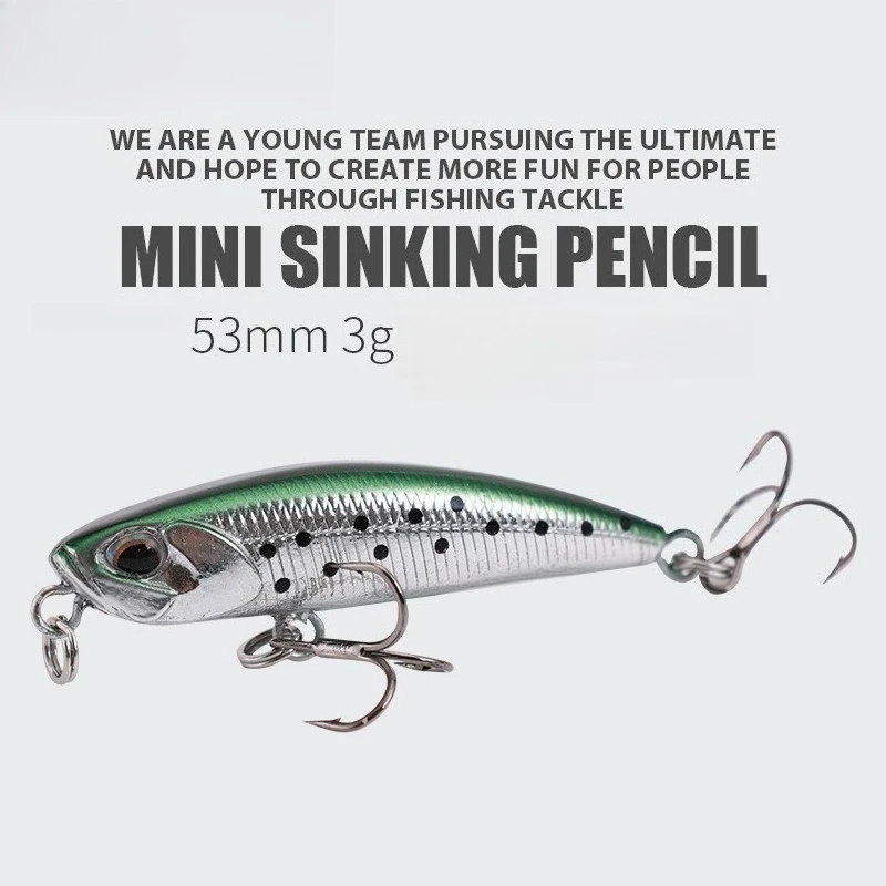 

1 шт., 5,3 см, 4,4 г, приманка-карандаш-мини-длинная приманка для верхней воды для ловли форели/окуня/манфиши