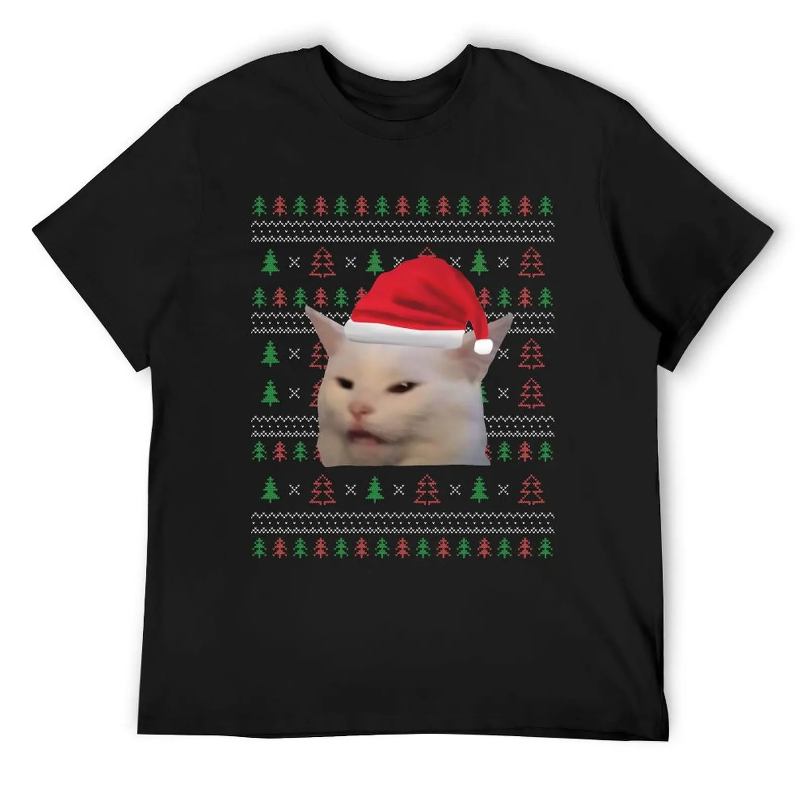 Woman Yelling At Cat Ugly Christmas Sweater Funny Memes T-Shirt baggy shirts tops mens plain t shirts