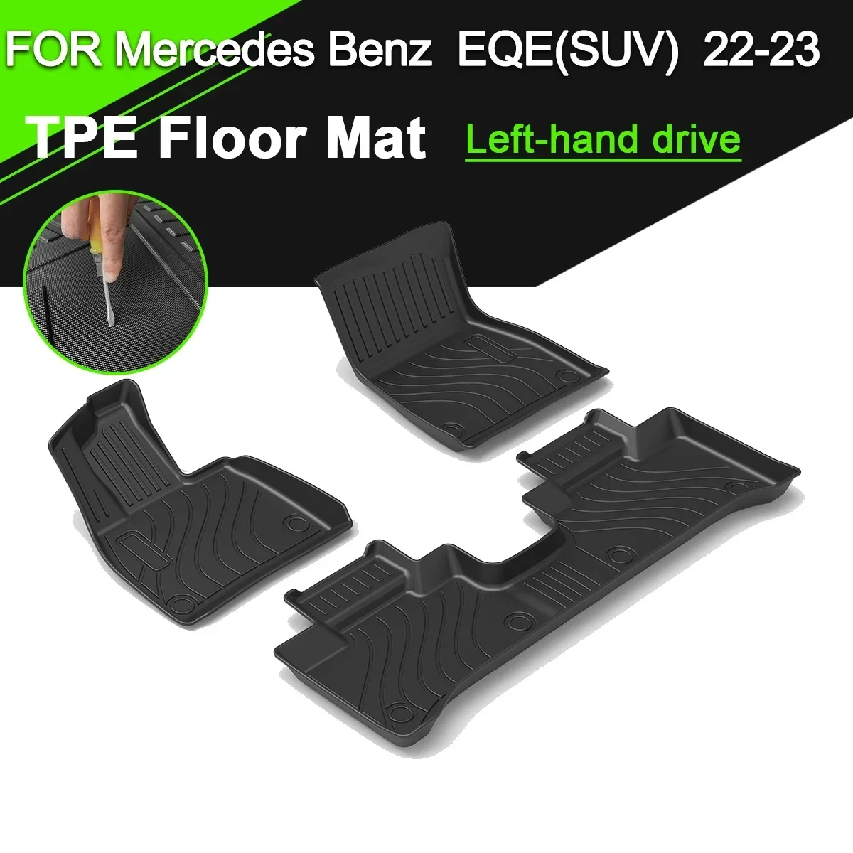 

Car Floor Mat Waterproof TPE Rubber Non-Slip Fully Surrounded Refit Left Hand Drive for Mercedes Benz EQE/EQE SUV 2022-2023