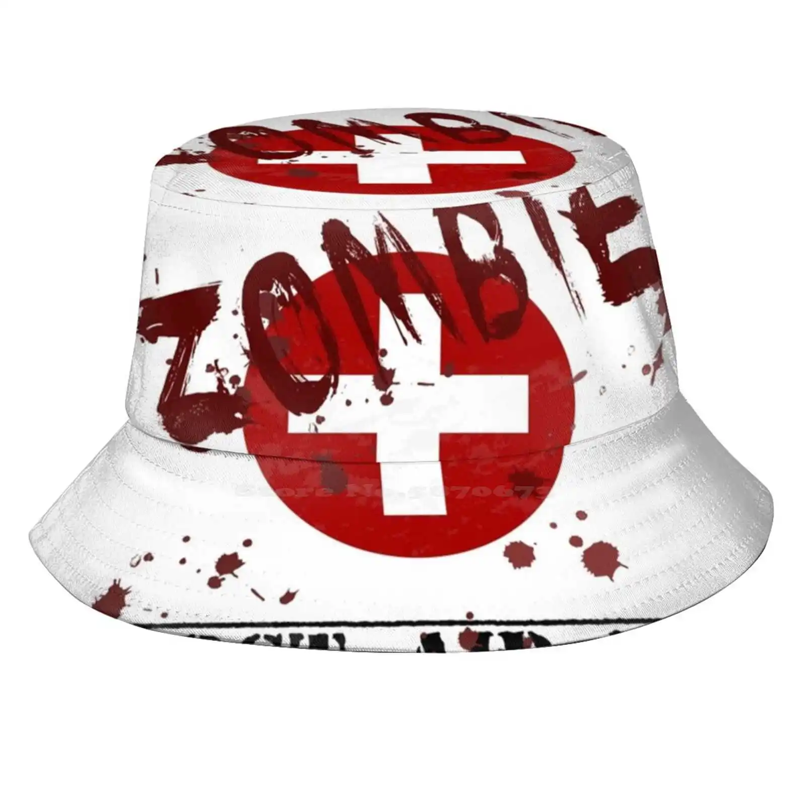 Zombie Kit Sun Cap Fisherman Hat Bucket Hats Zombie First Aid Kit Apocalypse Medical Medicine Help Walking Dead Blood Splatter