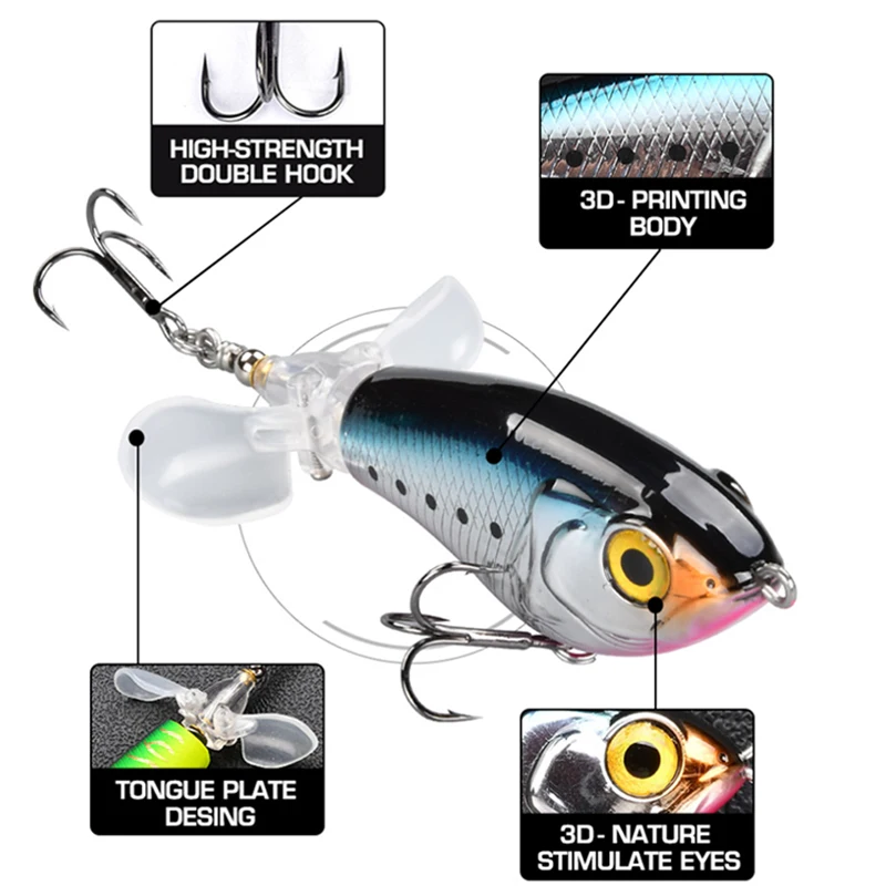 LUHANGT 3 Stück 7/9,5cm Rasselnder Flachtauchender Crankbait Künstlicher Wobbler für Barsch und Hecht Harter Köder Angelköder 3 Farben – Detail 3