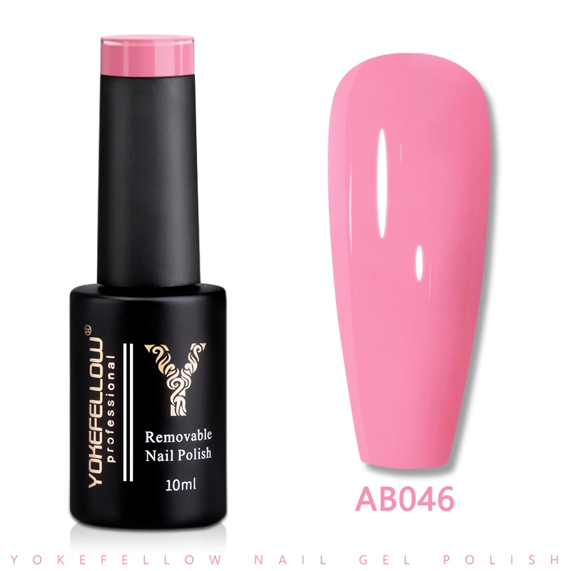 

YOKEFELLOW UV LED Gel Nail Polish Pink AB046 10ML Professional Semi-permanent Gel Varnishes for Nails