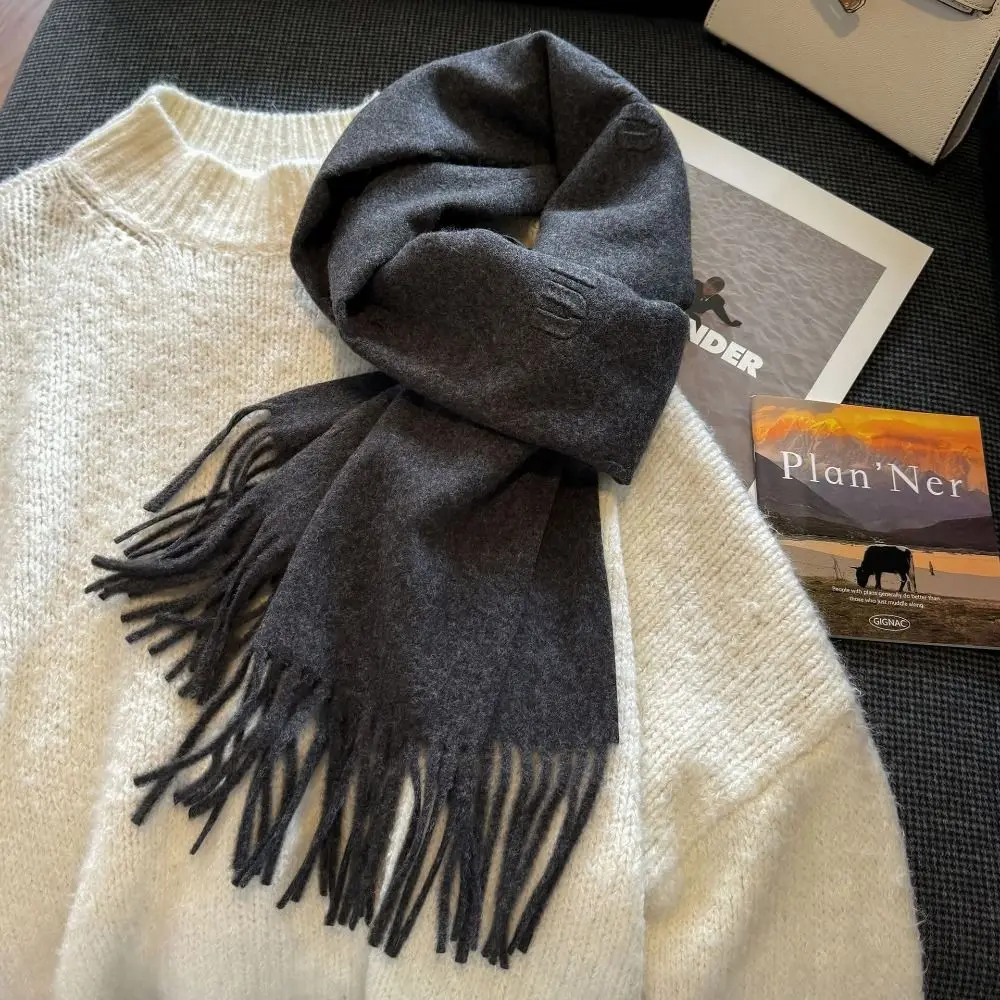 Модный осенне-зимний шерстяной шарф с буквенным принтом плотная шаль длинные кашемировые шарфы с кисточками