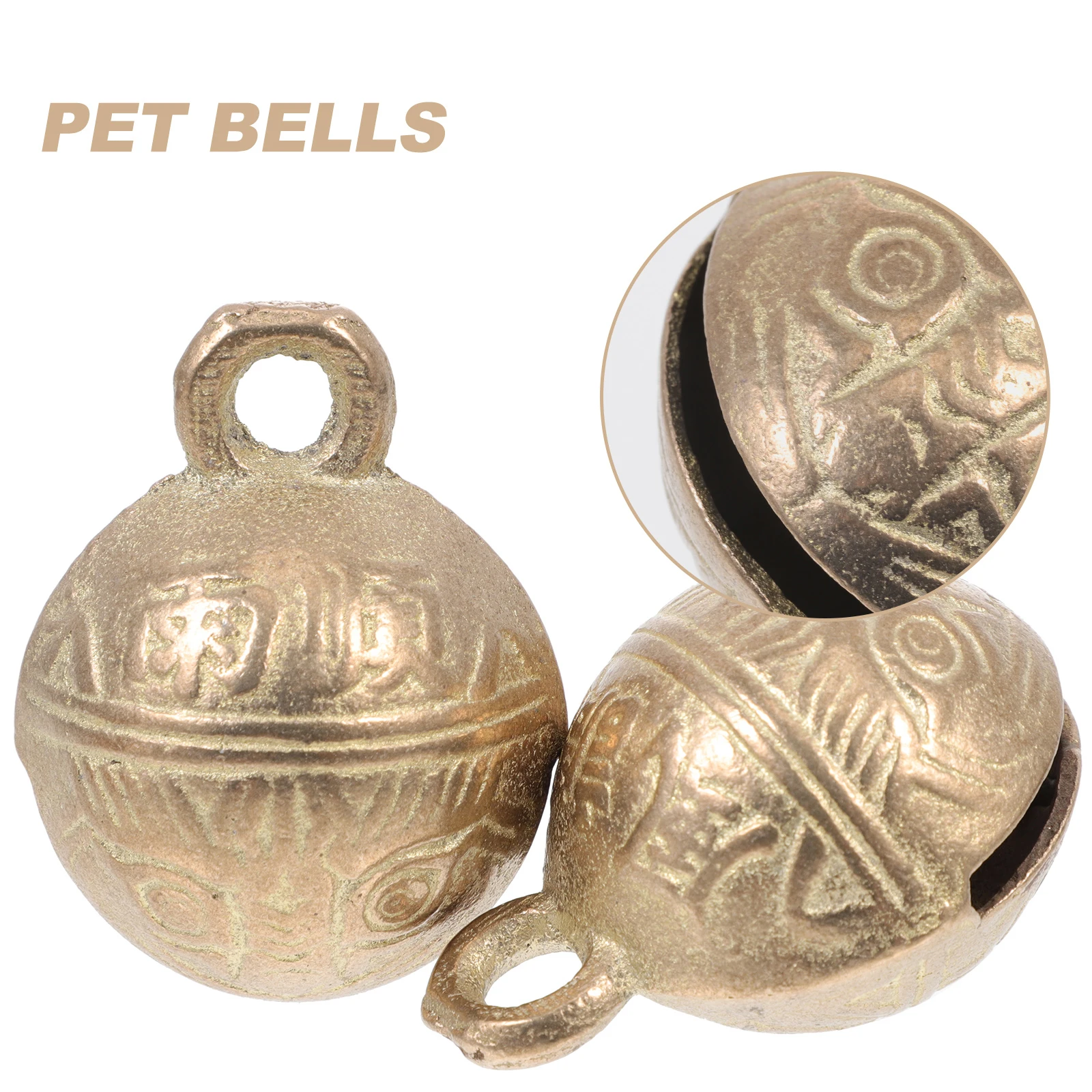 

2 Pcs Tiger Copper Bells Pet Portable Dog Decorative Hanging Small Clear Loud Sound Craftsmanship Use Bell for Pet