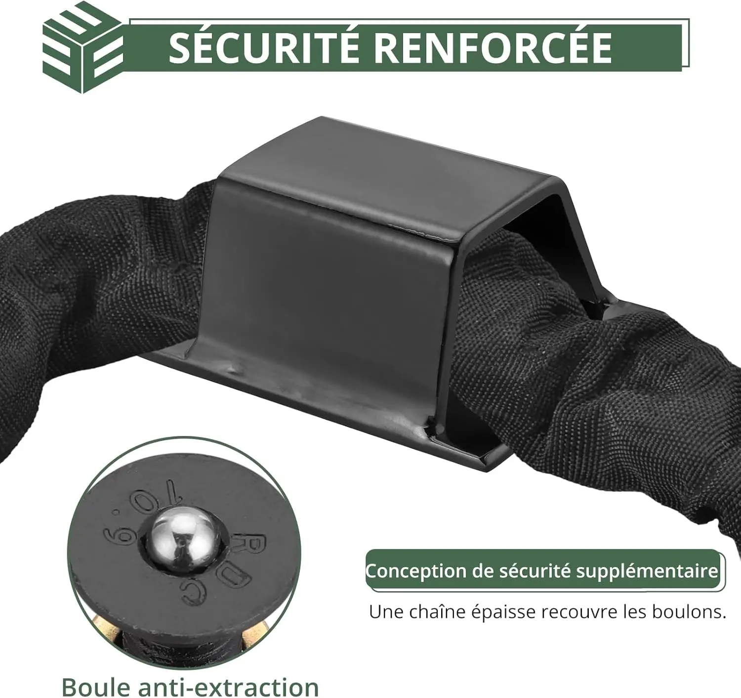 Ancrage au Sol Antivol: Chaîne Segurité en Acier Haute Rresistance pour виlo Moto Bateau - تثبيت Sol/Mur SÜre et Stable