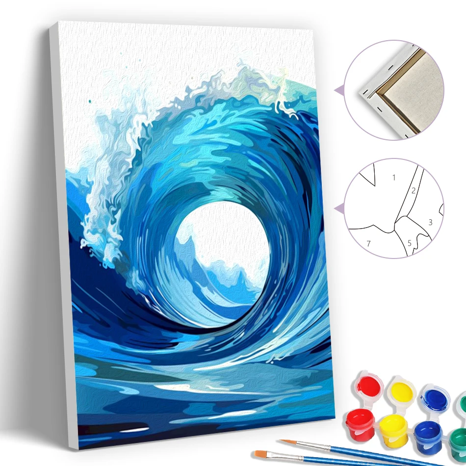 

SDOYUNO Simple Painting By Numbers Blue Water Abstract Modern Pictures Oil Art 20X30cm With Frame On Canvas Draw Decoration Home