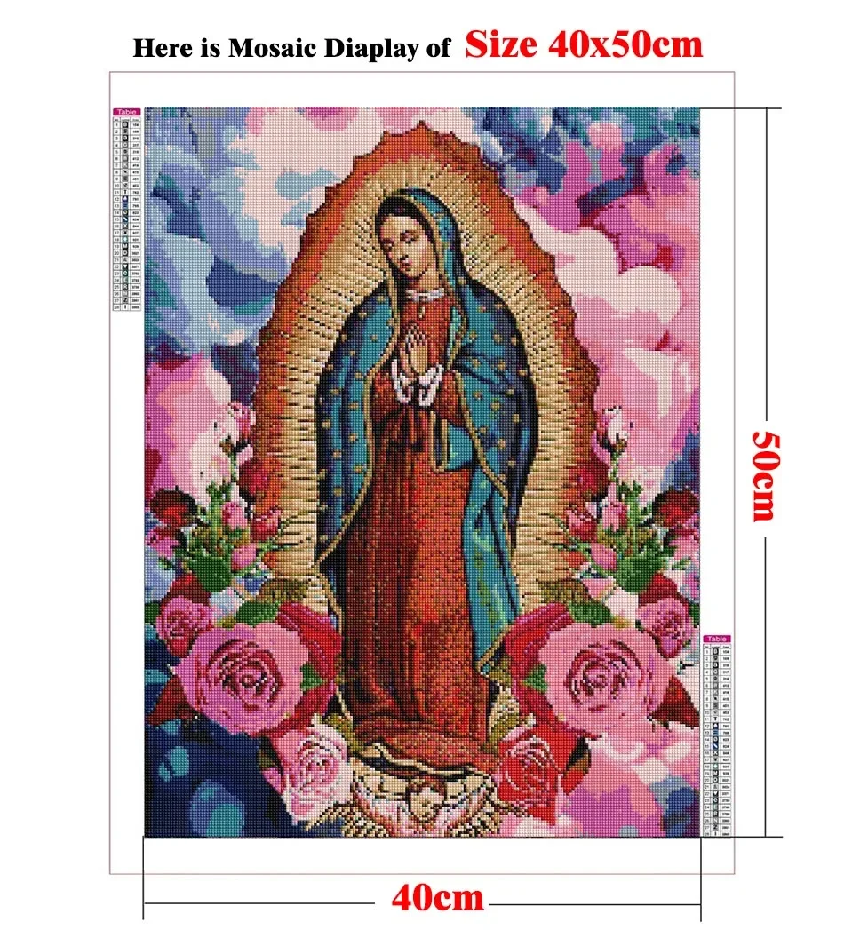 Our Lady of Guadalupe Diamond Painting AB Stones Catholic Virgin Mary Wall Art Cross Stitch Embroidery Diamond Mosaic Home Decor