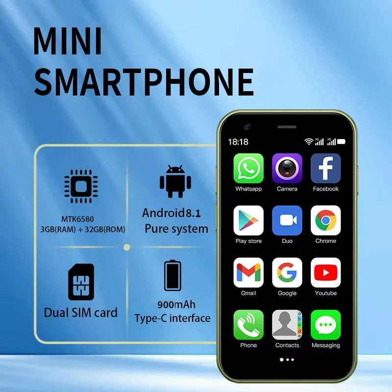 2025 Soyes Mini-24 Mini Smartphone 3-inch! Equipped with Google Play 3+32GB dual SIM, suitable for children and elderly phones