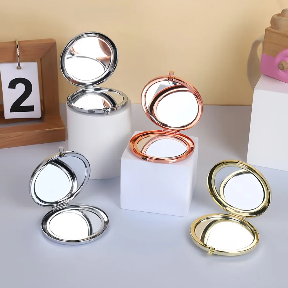 

Портативное карманное зеркало для макияжа, металлическое, на подставке, дорожное, компактное, складное, двустороннее, маленькое, для женщин