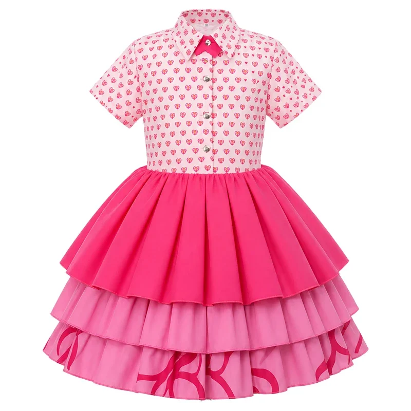 Descendants Wicked Wonderland Bridget Cosplay Costume Pink Wig Ruffle Tiered Skirt Jackets Shirt Heart Bag Women Fancy Dress Hal view 3