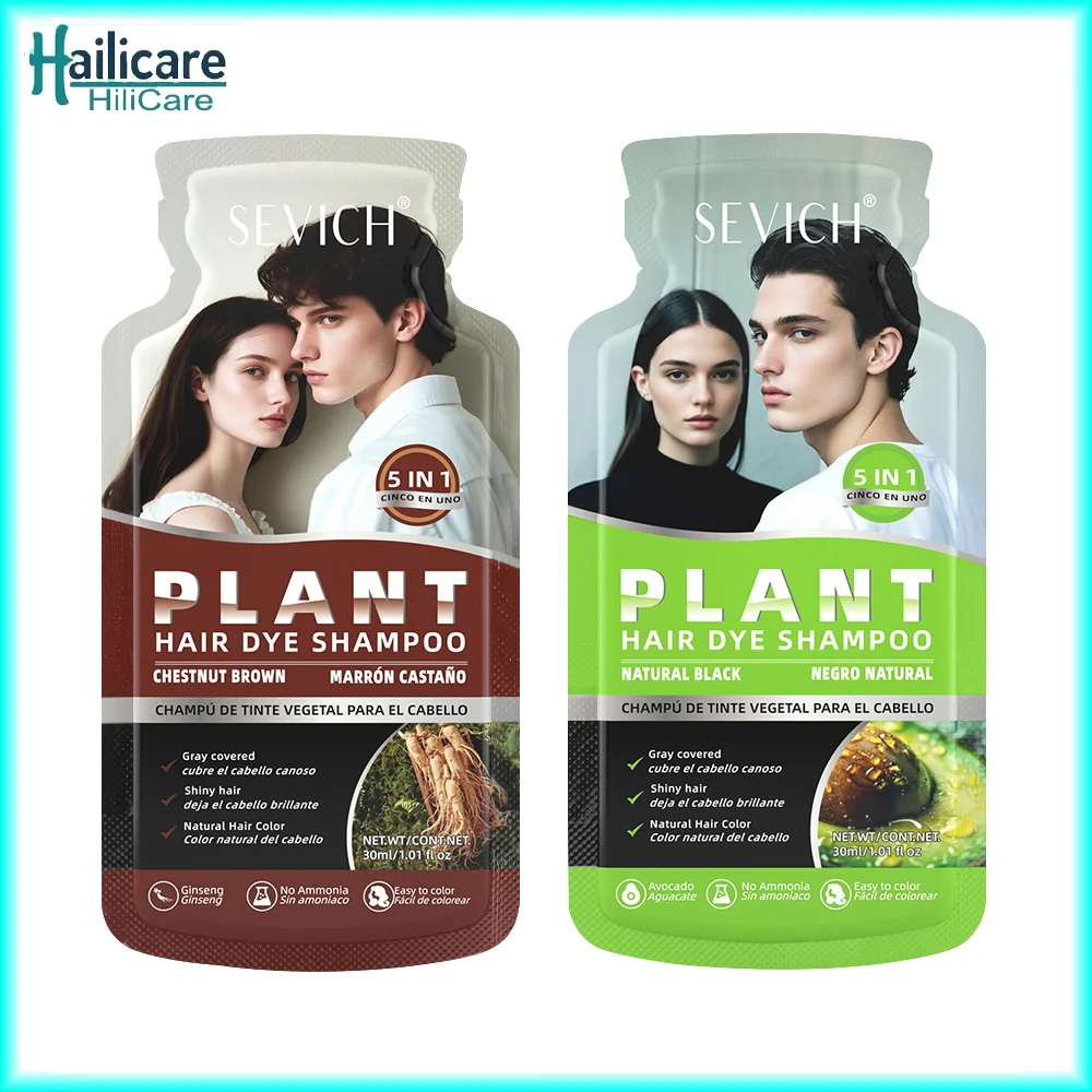 

Natural Plant Hair Dye Shampoo Change Hair Color Cover Gray Hair Bubble Plant Care Fast Black Hair Shampoo Repair Darken Hair