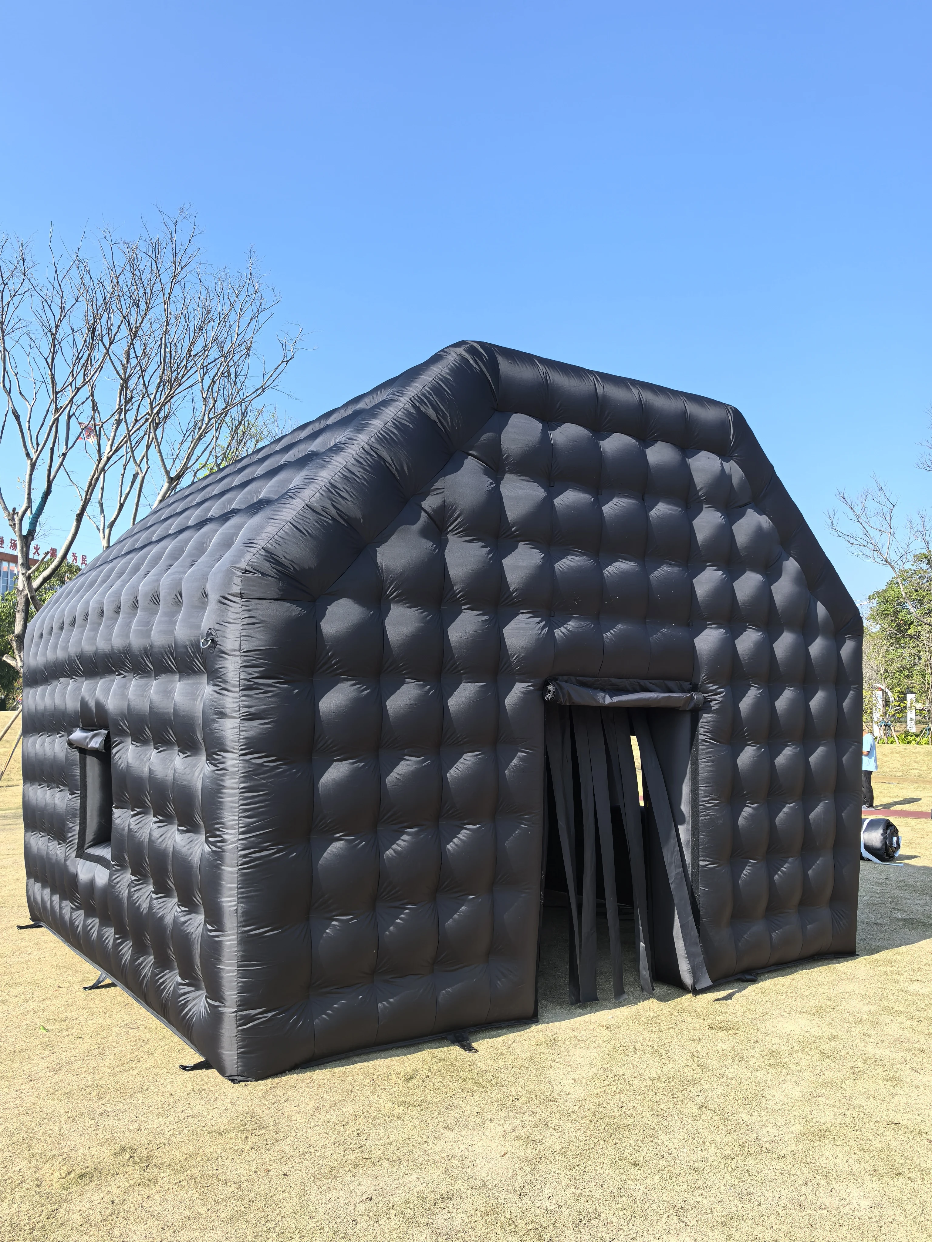 Barraca inflável do cubo da boate 15x15ft preto quadrado sala de evento tendão casa para a exposição do evento do clube noturno casamento